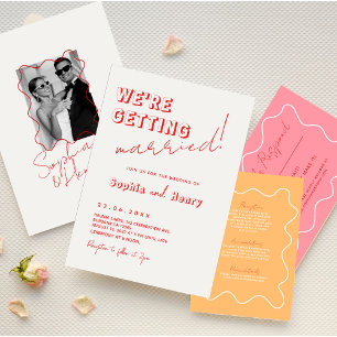 Retro Colourful Fun Wavy Handwritten Wedding Invitation