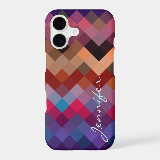 Retro Colourful Geometric Diamond Pattern #4 (Back)