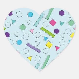 retro colourful geometric shapes pattern T-Shirt Heart Sticker