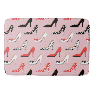 Retro Colourful Girly High Heel Pump Shoes Pattern Bath Mat
