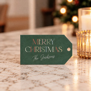 Retro Colourful Green Merry Christmas Gift Tags