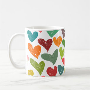 Retro Colourful Groovy Valentine Hearts Pattern Coffee Mug
