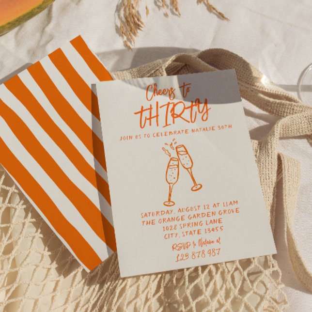 Retro Colourful Hand Drawn 30th Whimsical Birthday Invitation (Creator Uploaded)