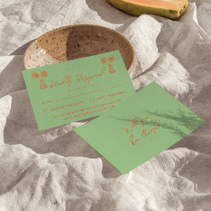 Retro Colourful Hand Drawn Bright Colour Fun Weddi RSVP Card