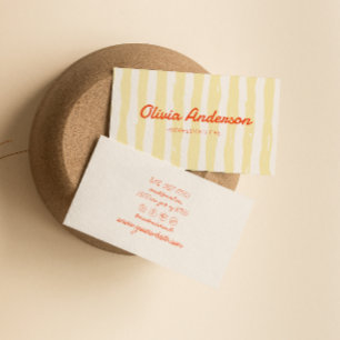 Retro Colourful Hand Drawn Stripped Groovy Cute Business Card