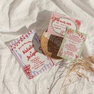 Retro Colourful Hand Drawn Written Quirky Wedding Invitation