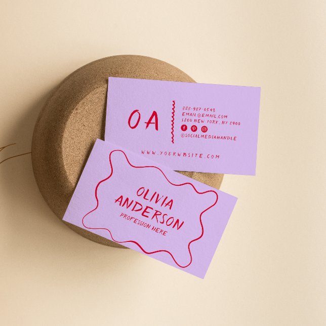 Retro Colourful Hand Written Bold Boho Unique Girl Business Card (Creator Uploaded)