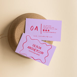 Retro Colourful Hand Written Bold Boho Unique Girl Business Card