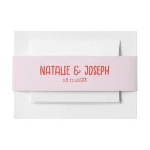 Retro Colourful Hand Written Bright Unique Wedding Invitation Belly Band