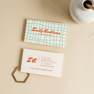 Retro Colourful Hand Written Drawn Groovy Bold Business Card