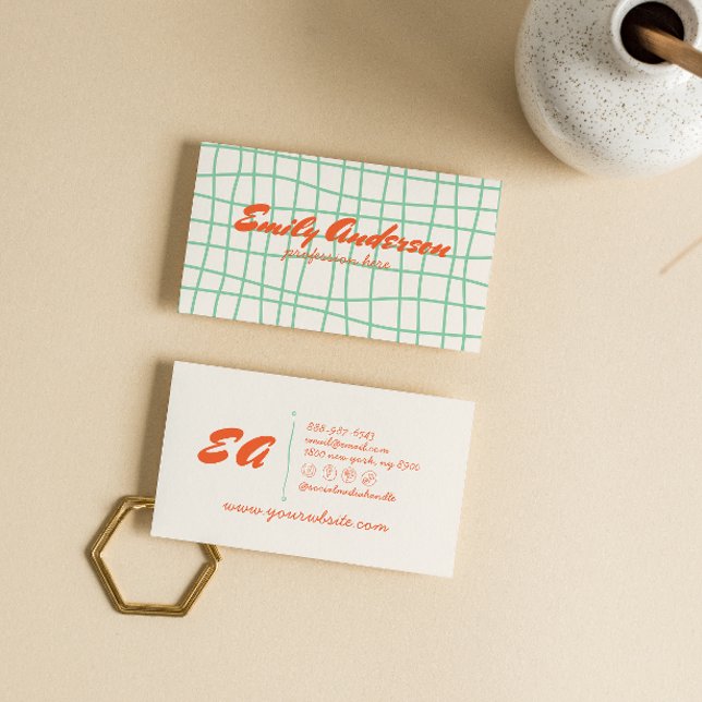 Retro Colourful Hand Written Drawn Groovy Bold Business Card (Creator Uploaded)