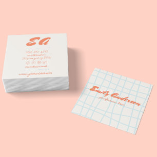 Retro Colourful Hand Written Drawn Groovy Cute Square Business Card