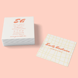 Retro Colourful Hand Written Drawn Groovy Unique Square Business Card