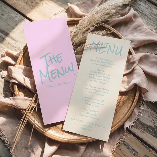 Retro Colourful Hand Written Pastel Wedding Menu  (Creator Uploaded)