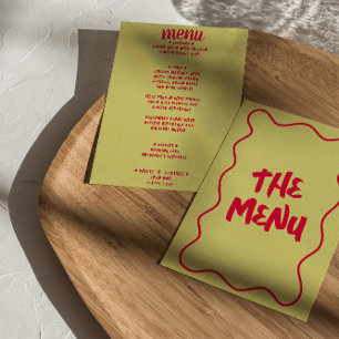 Retro Colourful Handwritten Whimsical Bold Wedding Menu