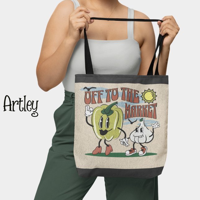 Retro Colourful Happy Mum Vegetable Market   Tote Bag (Creator Uploaded)