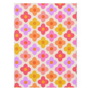 Retro Colourful Hippie Mod Flowers Pattern  Tablecloth
