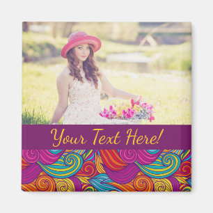Retro Colourful Jewel Tone Swirly Wave Pattern Magnet