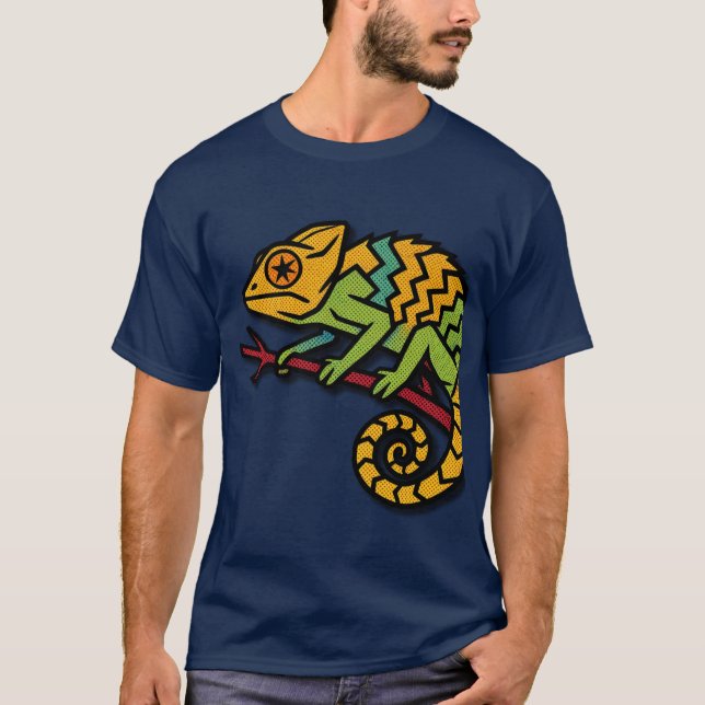 Retro Colourful Lizard Graphic Men's T-Shirt (Front)