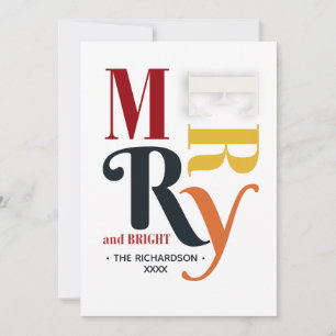 Retro Colourful Merry & Bright Vintage Christmas Invitation