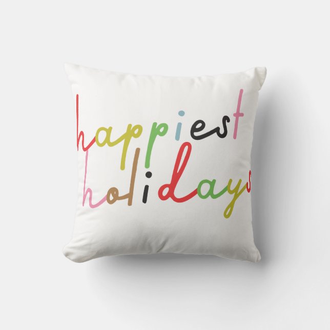 retro colourful modern Merry Christmas Holiday Cushion (Front)