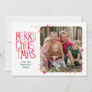 Retro Colourful Modern Photo Christmas Cards