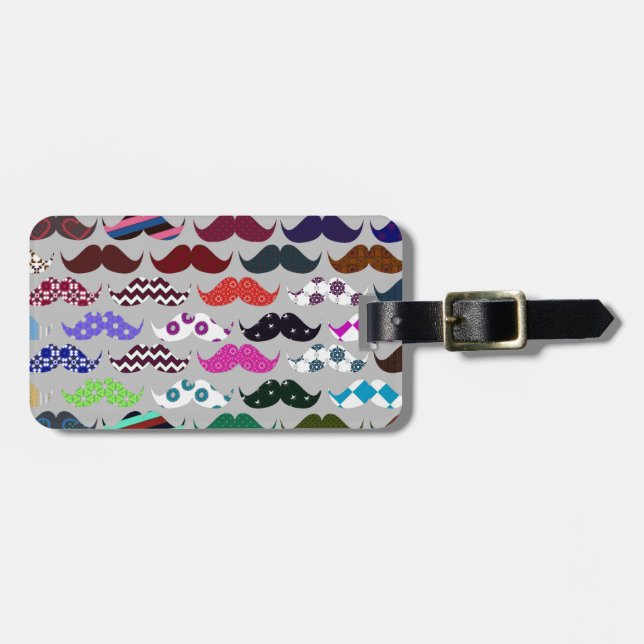 Retro Colourful Moustache Pattern Luggage Tag (Front Horizontal)