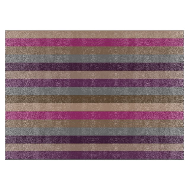 Retro Colourful Multi Stripes Pattern 5 Cutting Board (Front)