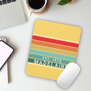 Retro Colourful Name Yellow Mouse Pad