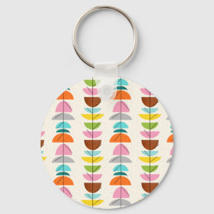 Retro Colourful Nests Button Keychain