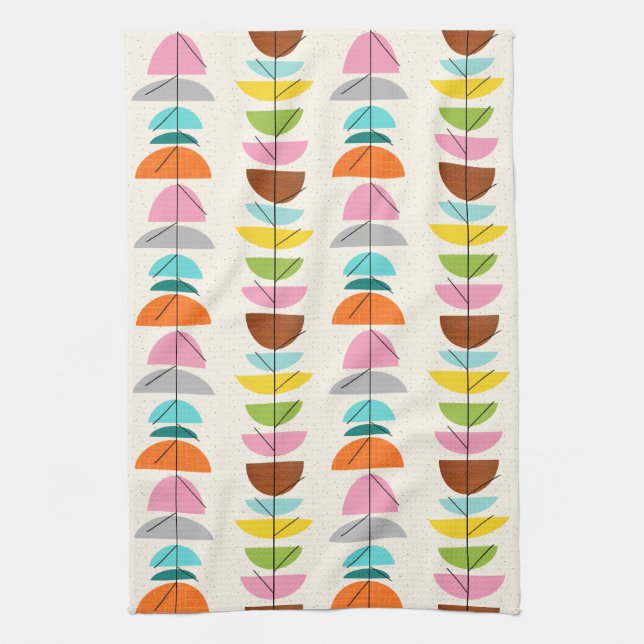 Retro Colourful Nests Kitchen Towel (Vertical)