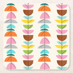 Retro Colourful Nests Paper Coasters