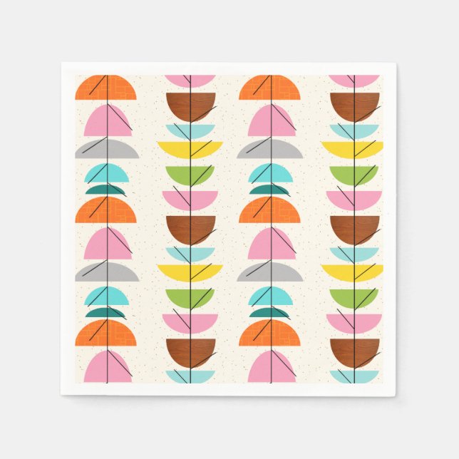 Retro Colourful Nests Paper Napkins (Front)