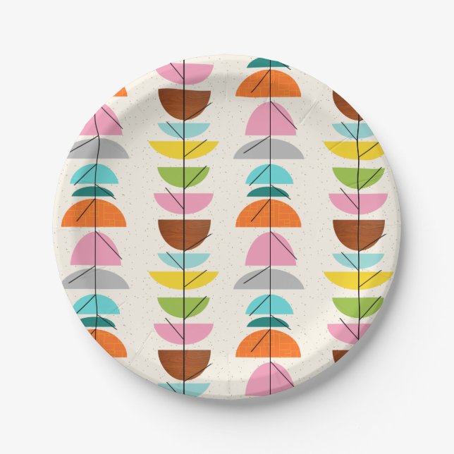 Retro Colourful Nests Paper Plate (Front)