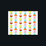 Retro Colourful Nests Stretched Canvas Print<br><div class="desc">Feather your nest with this Retro Colourful Nests Stretched Canvas Print! The design features a cream background with gold speckles and rows of wonderfully kitschy, colourful semi-circles resting on minimalistic, black branches. The semi-circles resemble fairy tale, bird's nests in shades of light blue, teal, turquoise, orange, pink, yellow, green, grey,...</div>