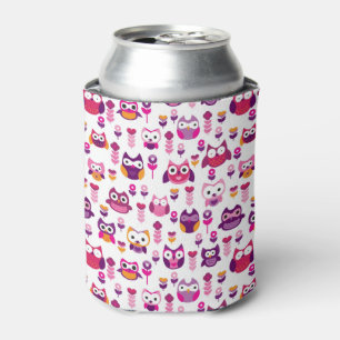 retro colourful owl bird pattern can cooler