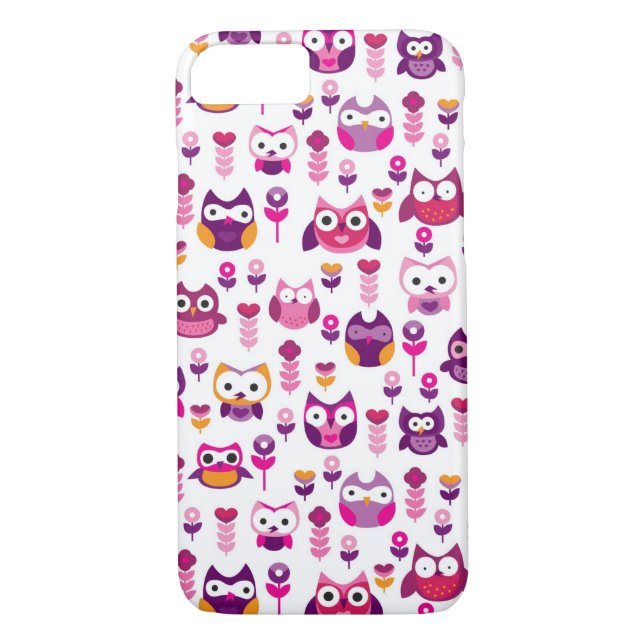 retro colourful owl bird pattern Case-Mate iPhone case (Back)