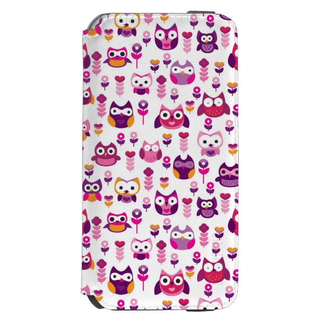 retro colourful owl bird pattern incipio iPhone wallet case (Folio Front)
