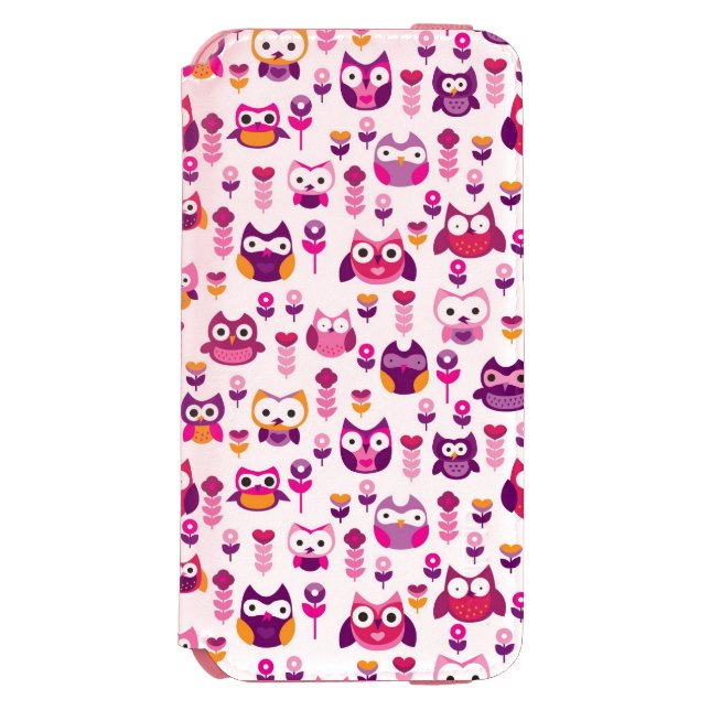 retro colourful owl bird pattern incipio iPhone wallet case (Folio Front)