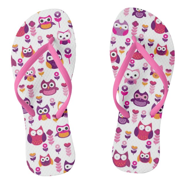retro colourful owl bird pattern jandals (Footbed)