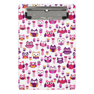 retro colourful owl bird pattern mini clipboard