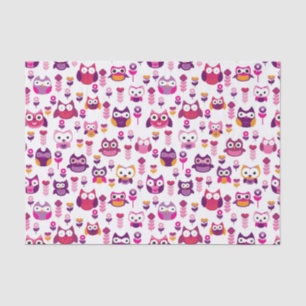 retro colourful owl bird pattern tissue paper