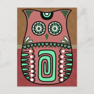 Retro Colourful Owl Boho Bohemian Bird Custom Postcard