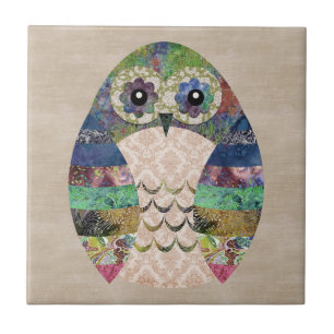 Retro Colourful Owl Boho Bohemian Bird Custom Tile