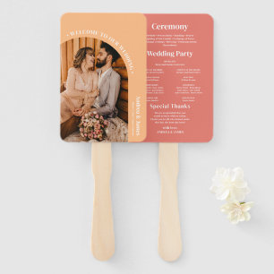 Retro Colourful Photo Wedding Program Hand Fan