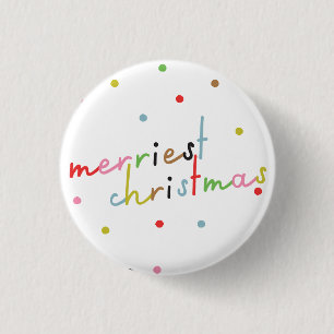 retro colourful polka dot christmas holiday  3 cm round badge