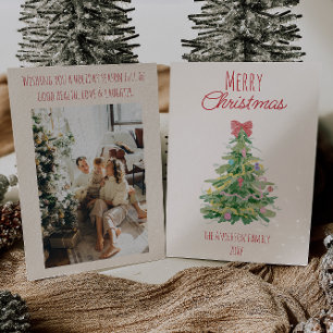 Retro Colourful Quirky Red Green Christmas Bow Tre Holiday Card