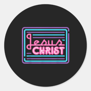 Retro Colourful Quote Jesus Christ Basic Christian Classic Round Sticker