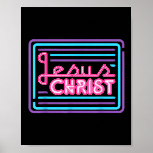 Retro Colourful Quote Jesus Christ Basic Christian Poster