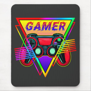 Retro Colourful Rainbow Gamer Computer Gaming  Mouse Pad